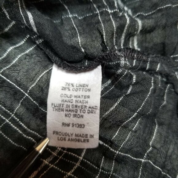 Spirit House Women's Small Plaid Black Art To Wear Shirt Top Blouse Linen Cotton - Picture 5 of 9